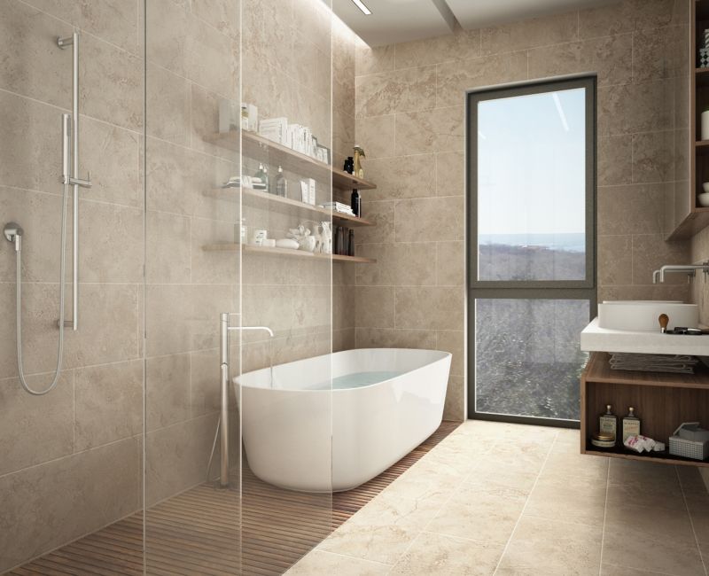 Bathroom with Natural Stone Tiles